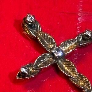 Vintage 14k YG and Diamond Cross Pendant